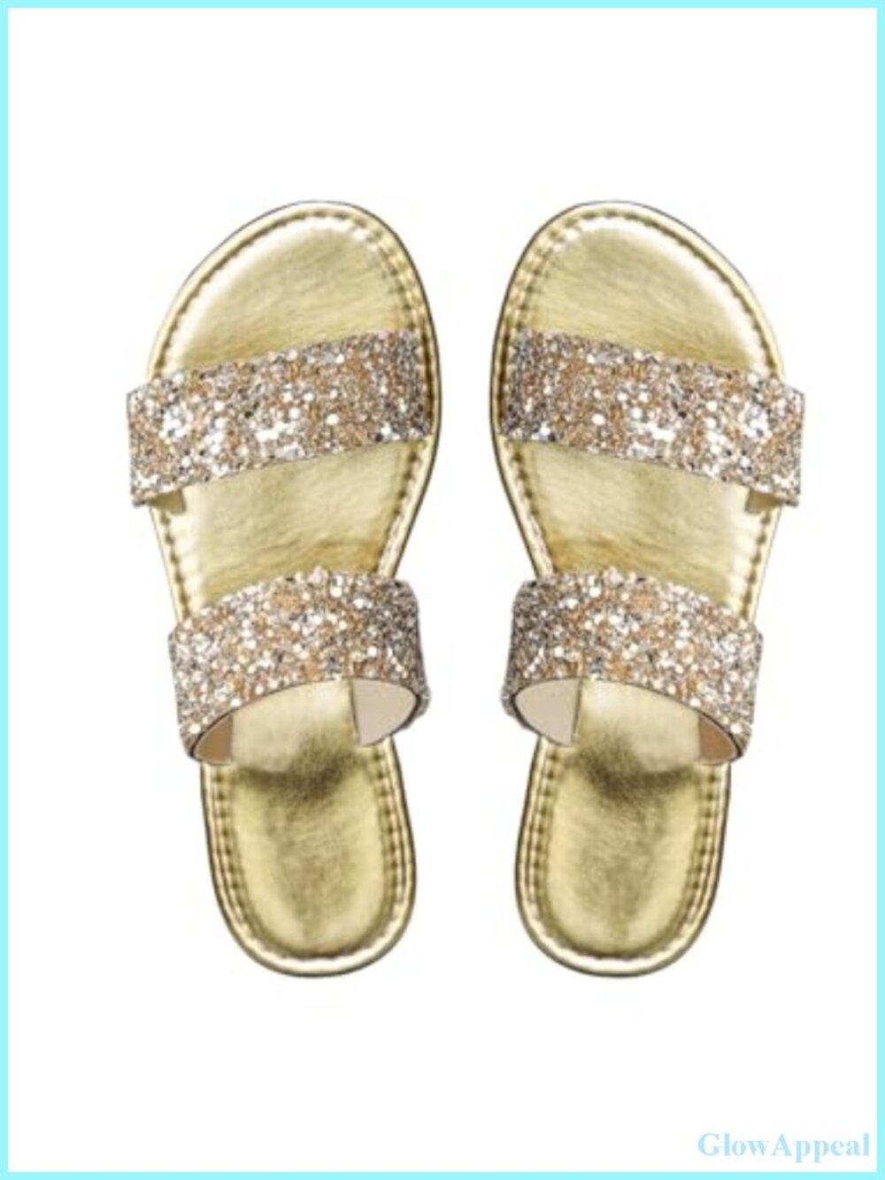 Women's Rhinestone Sparkly Flat Sandals Slide Slip On Summer